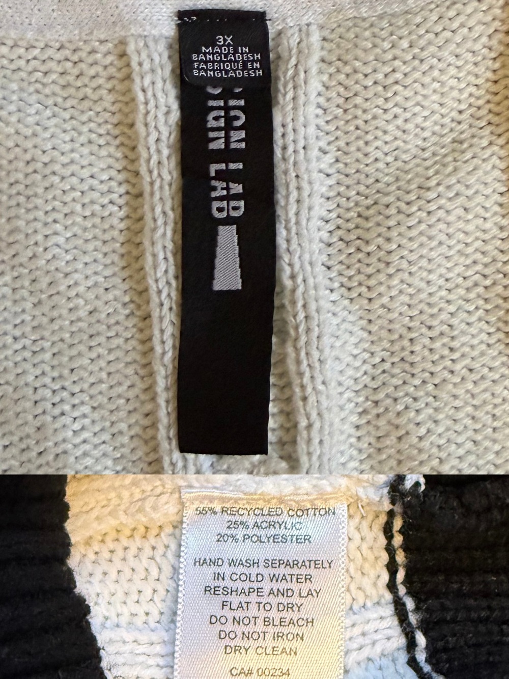 Design Lab 3X Cream Cable Knit Preppy Sweater Vest - Picture 6 of 6